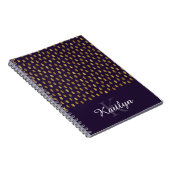 Gold Glitter Brush Strokes op Paars Notitieboek (Rechterzijde)