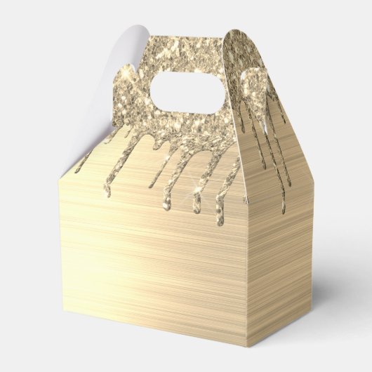 Gold Glitter Brushed Metal Monogram Name Bedankdoosjes (Achterkant)