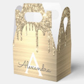 Gold Glitter Brushed Metal Monogram Name Bedankdoosjes (Geopend)
