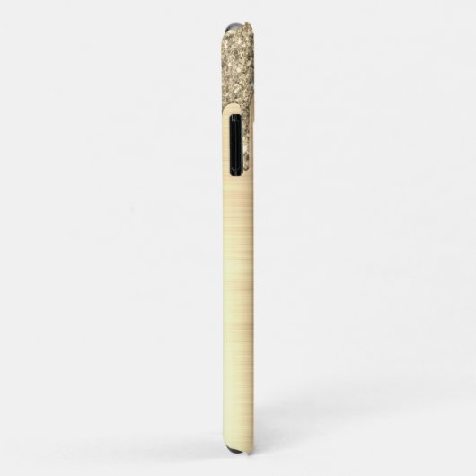 Gold Glitter Brushed Metal Monogram Name Case-Mate iPhone Case (Achterkant/rechts)