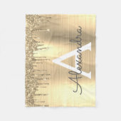 Gold Glitter Brushed Metal Monogram Name Fleece Deken (Voorkant)
