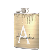 Gold Glitter Brushed Metal Monogram Name Heupfles (Links)