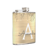 Gold Glitter Brushed Metal Monogram Name Heupfles (Rechts)