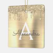 Gold Glitter Brushed Metal Monogram Name Keramisch Ornament (Links)
