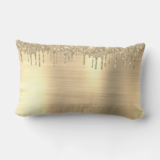 Gold Glitter Brushed Metal Monogram Name Kussen (Achterkant)