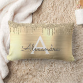 Gold Glitter Brushed Metal Monogram Name Kussen (Deken)