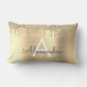 Gold Glitter Brushed Metal Monogram Name Kussen (Voorkant)