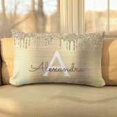 Gold Glitter Brushed Metal Monogram Name Kussen