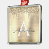 Gold Glitter Brushed Metal Monogram Name Metalen Ornament (Links)