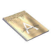 Gold Glitter Brushed Metal Monogram Name Notitieboek (Rechterzijde)