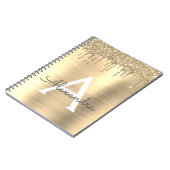 Gold Glitter Brushed Metal Monogram Name Notitieboek (Linkerzijde)