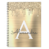 Gold Glitter Brushed Metal Monogram Name Notitieboek (Voorkant)