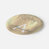 Gold Glitter Brushed Metal Monogram Name Papieren Bordje (Gekanteld)
