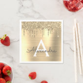 Gold Glitter Brushed Metal Monogram Name Servet (Insitu)