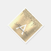 Gold Glitter Brushed Metal Monogram Name Servet (Hoek)
