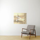 Gold Glitter Brushed Metal Monogram Name Wandkleed (In Situ (horizontaal))