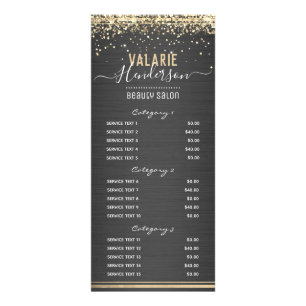 Gold Glitter Brushed Metal Nail Salon 3 Service Reclamekaart