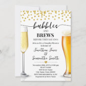 Gold Glitter Bubbles en Brews Weddenschap Shower Kaart (Voorkant)