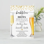 Gold Glitter Bubbles en Brews Weddenschap Shower Kaart (Staand voorkant)