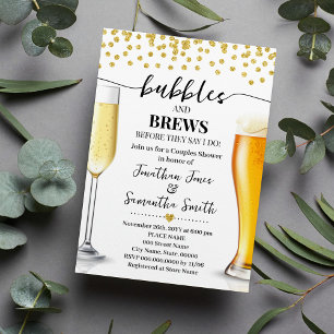 Gold Glitter Bubbles en Brews Weddenschap Shower Kaart