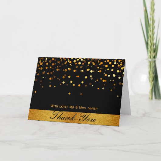 Gold Glitter Budge Confetti Sparkles Dank u Bedankkaart (Voorkant)