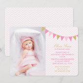 Gold Glitter Bunting Birthday Party-uitnodigingen Kaart (Voorkant / Achterkant)