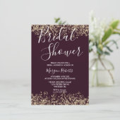 Gold Glitter Burgundy Bridal Shower - uitnodiging (Staand voorkant)
