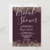 Gold Glitter Burgundy Bridal Shower - uitnodiging (Voorkant)