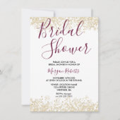 Gold Glitter Burgundy Bridal Shower - uitnodiging (Voorkant)