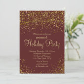 Gold glitter Burgundy confetti corporate Christmas Kaart (Staand voorkant)