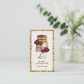 Gold Glitter Burgundy Floral - Aangepaste bakkerij Visitekaartje (Staand voorkant)