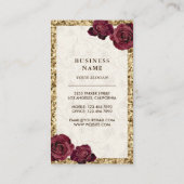 Gold Glitter Burgundy Floral - Aangepaste bakkerij Visitekaartje (Achterkant)