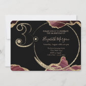 Gold Glitter Burgundy Marble 30th Birthday Kaart (Voorkant)
