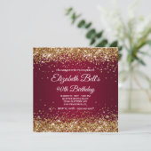 Gold Glitter Burgundy Ombre 90th Birthday Kaart (Staand voorkant)