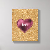 Gold Glitter Burgundy Red Heart Love Canvas Afdruk (Voorkant)