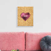 Gold Glitter Burgundy Red Heart Love Canvas Afdruk (Insitu (Woonkamer))