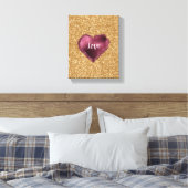 Gold Glitter Burgundy Red Heart Love Canvas Afdruk (Insitu (Slaapkamer))