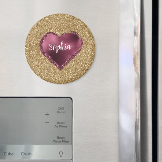 Gold Glitter Burgundy Red Heart Love Magneet (Insitu (Koelkast))