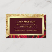 Gold Glitter Burgundy Red Marble Makeup Artist Visitekaartje (Achterkant)