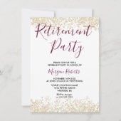 Gold Glitter Burgundy Retirement Party Kaart (Voorkant)