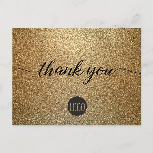 Gold Glitter Business logo Klant Bedankt Briefkaart (Voorkant)