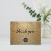 Gold Glitter Business logo Klant Bedankt Briefkaart (Staand voorkant)