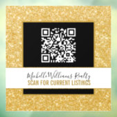 Gold Glitter Business Window Cling met QR-code Raamsticker (Vel 3)