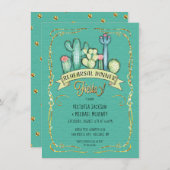 Gold Glitter Cactus Fiesta repesal Dinner Kaart (Voorkant / Achterkant)