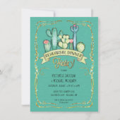 Gold Glitter Cactus Fiesta repesal Dinner Kaart (Voorkant)