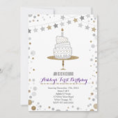 Gold Glitter Cake Birthday Invitation Kaart (Voorkant)