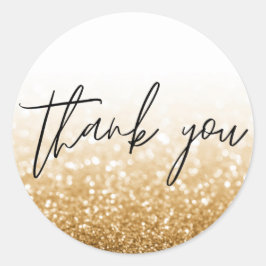 Gold Glitter Calligraphy Hartelijk dank Ronde Sticker