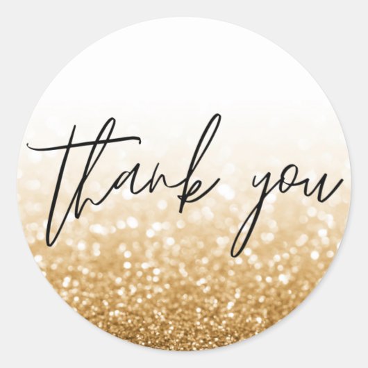 Gold Glitter Calligraphy Hartelijk dank Ronde Sticker (Voorkant)