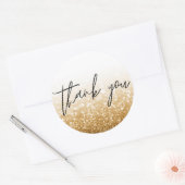 Gold Glitter Calligraphy Hartelijk dank Ronde Sticker (Envelop)