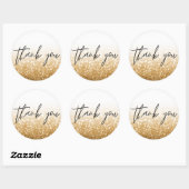 Gold Glitter Calligraphy Hartelijk dank Ronde Sticker (Vel)